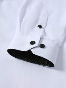 Manfinity Mode Áo sơ mi tay dài in họa tiết hình học có túi đơn hàng khuy dành cho nam - trắng - Xem 4