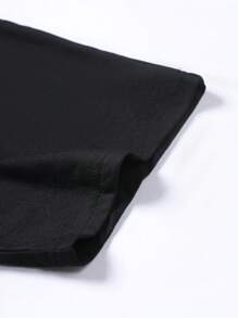 Chillumni 字母印花男士宽松圆领短袖休闲T恤 - 黑色 - 查看 6