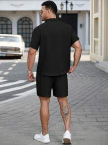 Manfinity CasualCool 大码男士休闲纯色简约纽扣衬衫套装