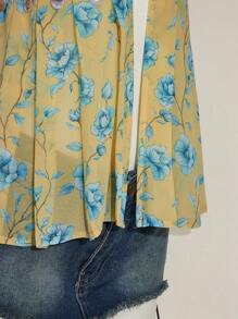 SHEIN ICON Y2k 西部波西米亚风娃娃装乡村露背外出黄色性感花卉印花挂脖衬衫夏季 - 黃色 - 查看 8