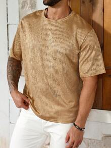 ResortEase 大码男士纯色圆领短袖休闲宽松T恤，夏季