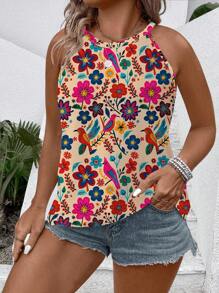 SHEIN VCAY 女式花卉印花无袖吊带背心和背心