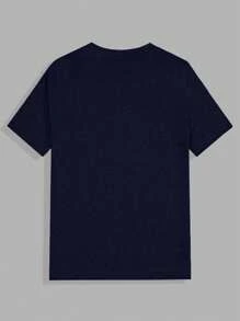 RueChic 男式棉质格子印花室内三件套常规T恤+短裤+长裤家居服套装 - 藏蓝色 - 查看 10