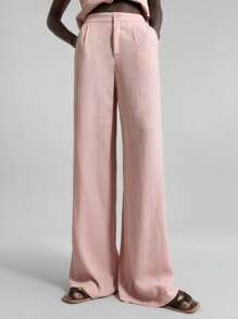 Ontre Bộ trang phục 2 món mùa thu mới 2025 dành cho nữ, bao gồm quần vest chất liệu vải lanh, bộ vest vest, bộ vest blazer phong cách nghỉ dưỡng bằng vải lanh, bộ vest quần, bộ vest công sở thường ngày cho nữ - Hồng - Xem 7