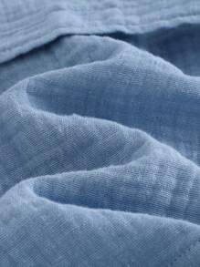 Cozy Pixies Baby Boy Cartoon Bear Pattern 3D Ear Hooded Long Sleeve Tie-Front Robe - Dusty Blue - View 6