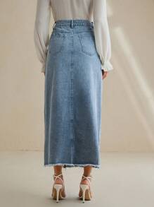 Anewsta Fashionable Women's Embroidered Denim Mini Skirt - Blue - View 2