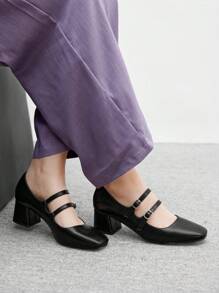 CUCCOO BIZCHIC Simple Women Mary Jane Platform High Heels, For Halloween For Christmas - Black - View 5