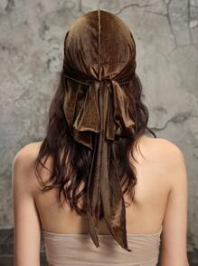 ROMWE Grunge Punk 1 pieza Sombrero de pirata marrón sólido de estilo punk retro, gorro tipo beanie con cola larga de moda hip hop, gorro de punto elástico y de diseño único, versátil para uso diario - Marrón - Ver 2