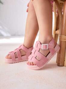 Cozy Pixies 1 par de sandalias planas casuales con cierre de para niñas pequeñas, de estilo princesa, suave suela, fashionables y versátiles, para verano