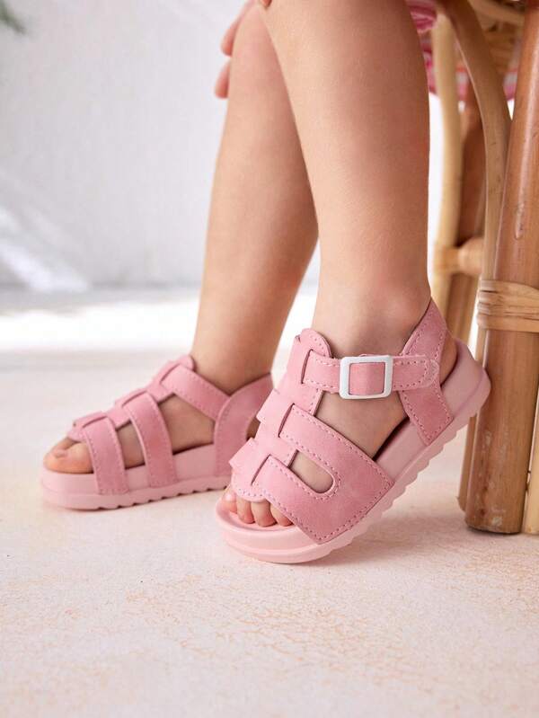 Cozy Pixies 1 par de sandalias planas casuales con cierre de para niñas pequeñas, de estilo princesa, suave suela, fashionables y versátiles, para verano