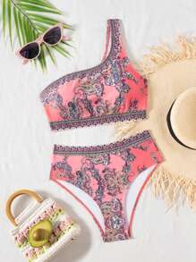 Swim SXY Bộ bikini lưng cao hở lưng họa tiết Paisley 2 món/bộ, phong cách kỳ nghỉ bãi biển mùa hè - Nhiều màu - Xem 2