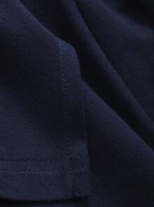 DAZY Bộ đồ ngủ 2 món tay ngắn và quần dài dáng rộng màu trơn, đồ mặc nhà thường ngày cho nữ, trang phục - Màu xanh hải quân - Xem 6