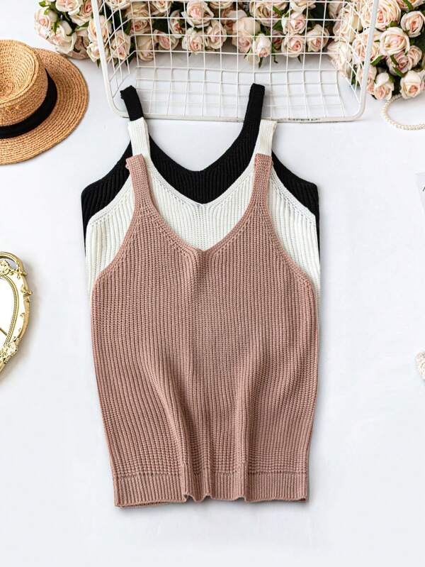 SHEIN LUNE 1 Set Plus Size Women's V-Neck Casual Knit Sweater Top