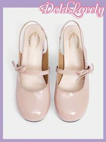 Dola Lovely 粉色甜美丝带和蝴蝶结装饰玛丽珍洛丽塔女鞋 - 粉色 - 查看 11
