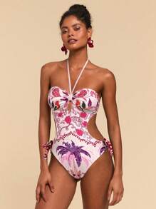 Travachic 女士露背棕榈树连体泳衣，适合度假