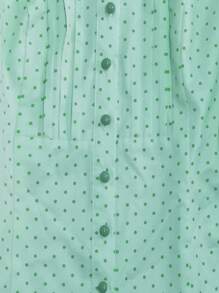 INAWLY Women Polka Dot Print Sleeveless Casual Blouse - Green - View 4