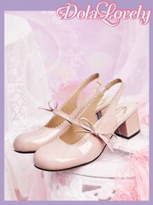 Dola Lovely 粉色甜美丝带和蝴蝶结装饰玛丽珍洛丽塔女鞋 - 粉色 - 查看 7