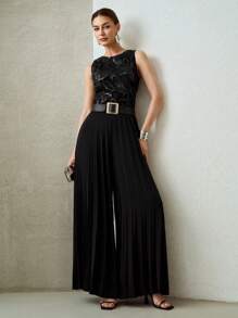 MOTF PREMIUM Top de tirantes con apliques bordados - Negro - Ver 1