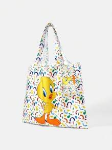 LOONEY TUNES X SHEIN 女士时尚可爱卡通图案手提包，便携 - 彩色 - 查看 5