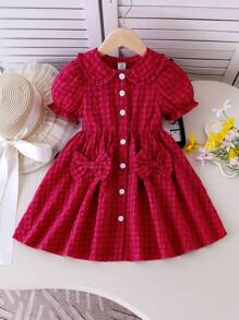 Elladie kids 年轻女孩可爱蝴蝶结装饰无袖舒适仙女风格时尚黄色连衣裙，春夏 - 黃色 - 查看 4