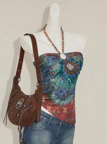 SHEIN ICON 女士花卉印花环扣式露背度假背心