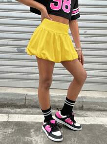 Coolane Kids Tween Girls Fall/Winter Basic Knit Stretchy Comfortable Yellow Bubble Skirts,Back To School,Y2K,Streetwear