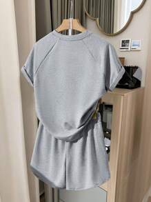 INAWLY Women's Casual Bow Decor 2 Pieces Set - Grey - View 2