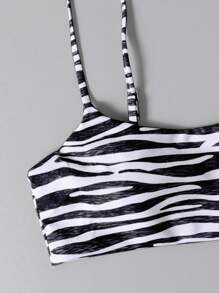 Bonvoyette Vacation Beach Swimwear Top, Random Print For Summer