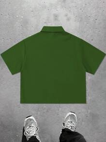 Manfinity Hypemode Men's Casual Solid Color Short Sleeve Shirt For Summer - Green - View 8