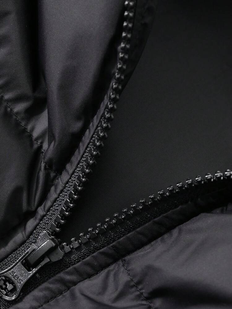 Tween Girls' Casual Loose Streetwear Mid-Length Solid Color Hooded Padded Coat Winter