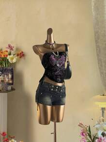 Attitoon 休闲复古褶饰系带结女式短款上衣