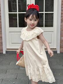 DAZY Young Girls Casual Dress, Fall Outfit - Apricot - View 3