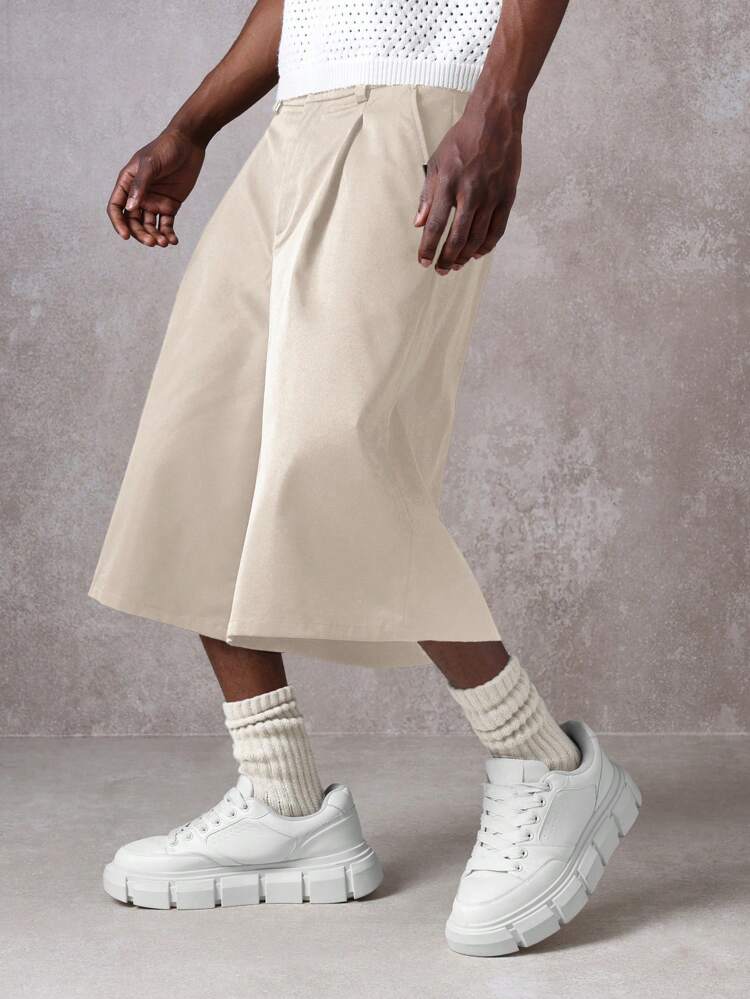 Tailored Pleated Loose Fit Wide Leg Men Shorts