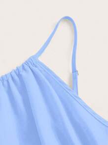 EMERY ROSE Bộ đồ liền thân không tay màu trơn có túi dành cho nữ, mùa hè - Màu xanh lam - Xem 4