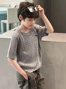 Dazy Kids 儿童秋季服装，青少年男童基本款毛衣上衣，秋季 - 深灰色 - 查看 6