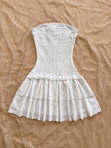 Soleia Váy yếm chữ A in họa tiết hoa ôm vừa vặn cho nữ - trắng - Xem 2