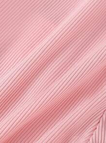 SHEIN Vintaside Kids 2 件套女婴休闲舒适黑色和卡其色不对称下摆裤带蝴蝶结装饰，夏季 - 白色 - 查看 5