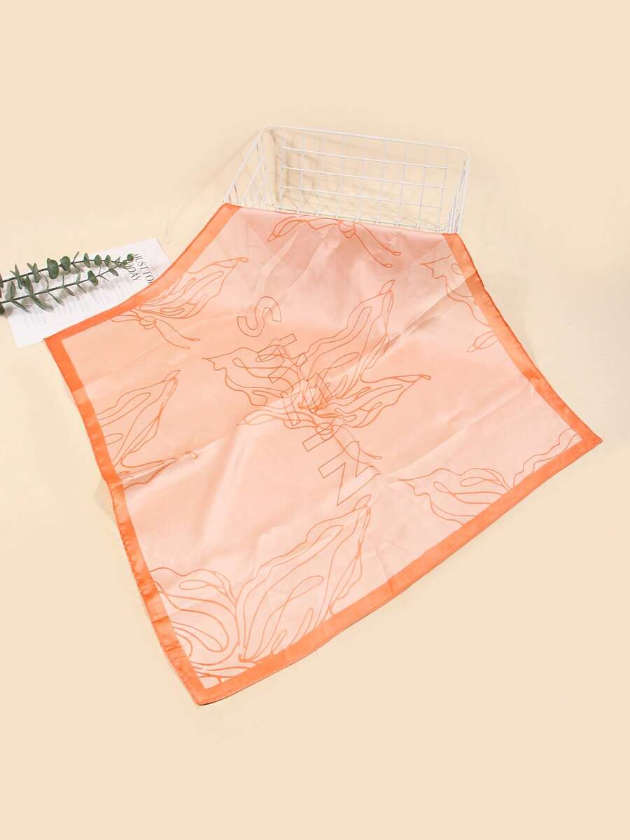 SHEIN Women Plant Pattern Fashion Scarf/Shawl - Orange - View 1