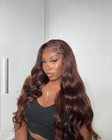 ALL READY WIG Chocolate Brown Body Wave Glueless Wig Human Hair Pre Plucked Pre Cut Glueless Lace Front Wig Ready To Wear 6x5 Body Wave 180% Density #4 Closure Wig Bleached Knots For Women - S4 - View 2