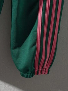 SHEIN Genkimix Kids School Clothes  Young Girl Casual Elastic Waist Drawstring Side Contrast Color Sweatpants Back To School Clothes Fall Winter