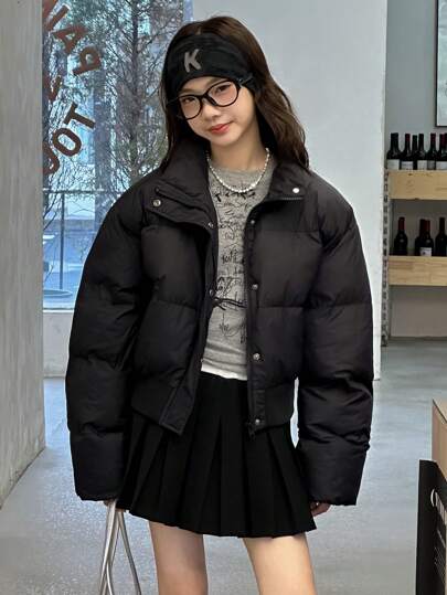 DAZY Casual Street-Style Loose Fit Long Sleeve Jacket For Teen Girls, Winter