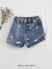 Cozy Pixies Short décontracté avec taille élastique, motif floral pour bébé fille