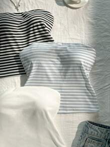 Elamini Women's Fashionable Striped Bandeau Top, Summer