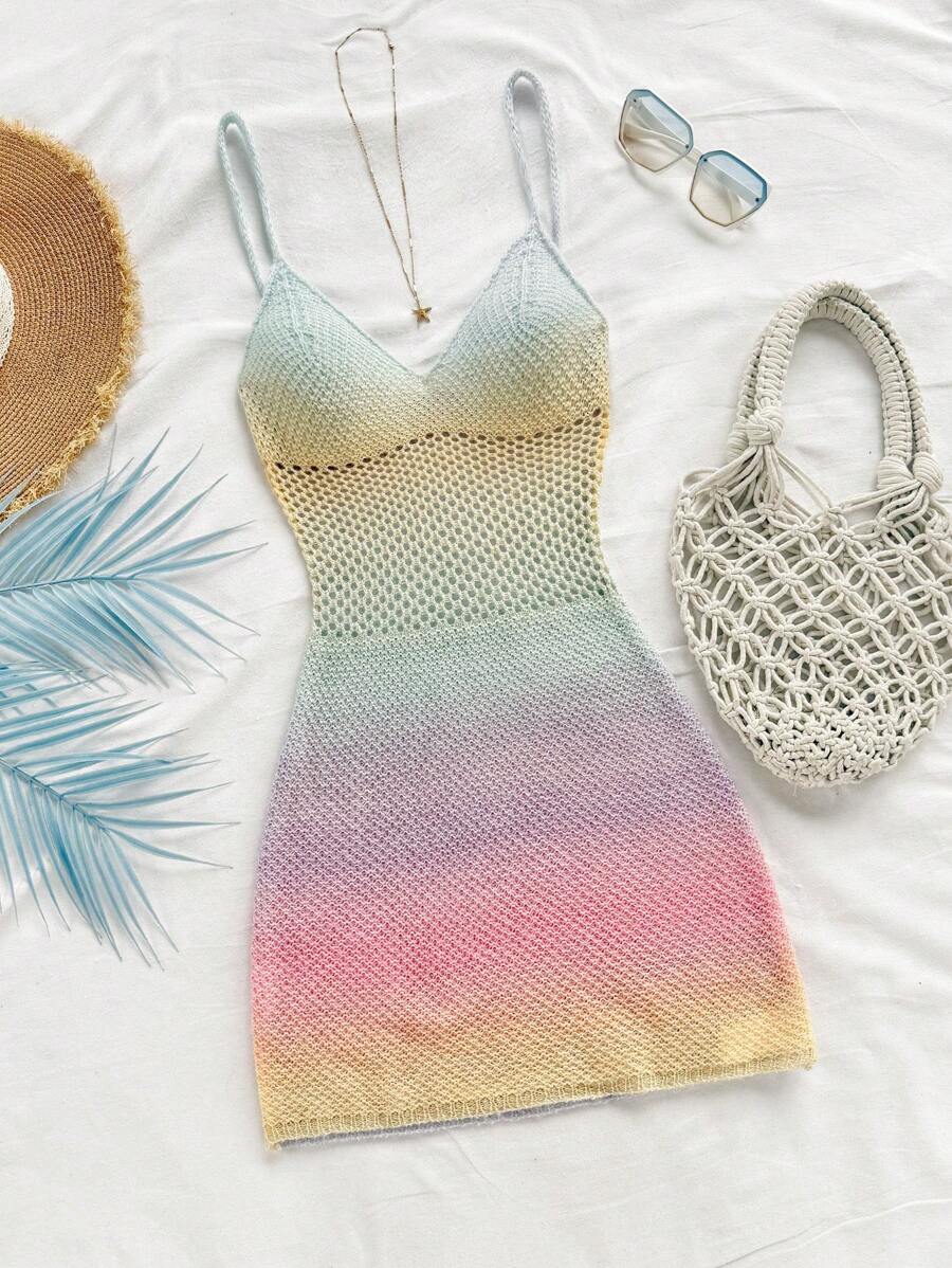 Soleia 女士渐变色吊带迷你针织沙滩裙 - 彩色 - 查看 1