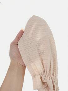 SHEIN 青少年女孩休闲时尚百搭针织纹理圆领褶皱腰修身短袖上衣和宽松阔腿长裤套装，周末休闲出游，返校 - 卡其色 - 查看 13