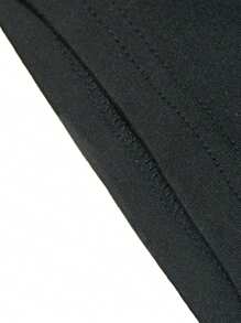 夏季大码纯色V领短袖T恤 - 黑色 - 查看 3