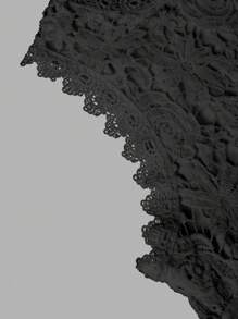 Rometta 大码女式圆领无袖蕾丝拼接优雅吊带背心衬衫 - 黑色 - 查看 3