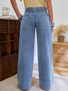 LanaWest Jeans vaqueros de pierna ancha y ajuste relajado con efecto desgastado para mujeres - Lavado ligero - Ver 2