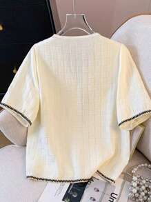 SHEIN LUNE Elegant Summer Vacation Shirts For Ladies - Apricot - View 2