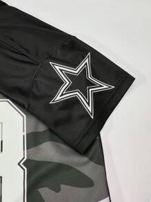 SHEIN ChillGRL 青少年女孩休闲条纹 V 领宽松 T 恤和直筒工装口袋裤两件套，适合春、夏、秋季的时尚